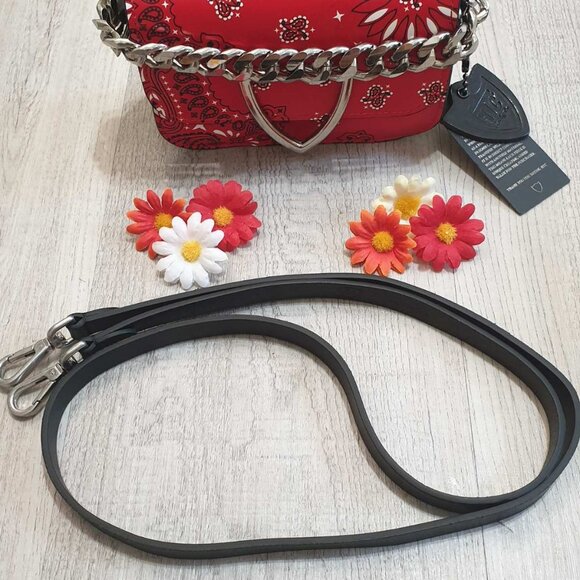 Italian HTC L.A Leather Handbag Paisley Red Black Small Casual Formal Purse Gift - Picture 4 of 10